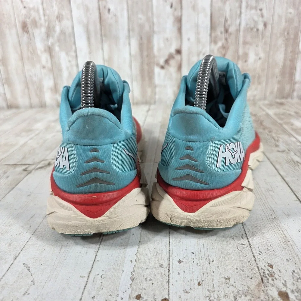 Hoka Clifton 8 Womens 7B Running Shoes Aegean Blue Red 1119394 AEBL